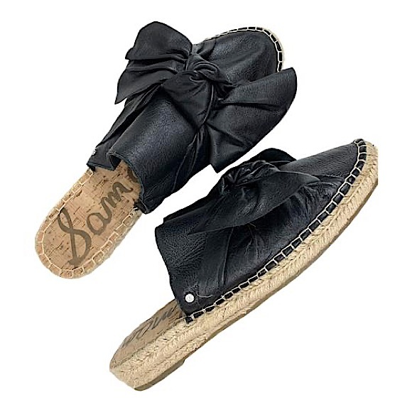 🖤🎀Sam Edelman Comfy Chic ‘Lynda’ Black Leather Bow Slipons Mules 7.5 🎀🖤 - Picture 7 of 16